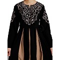 Umbrella abaya with embroidery work - Black-Khaki Umbrella abaya with embroidery work - Black-Khaki